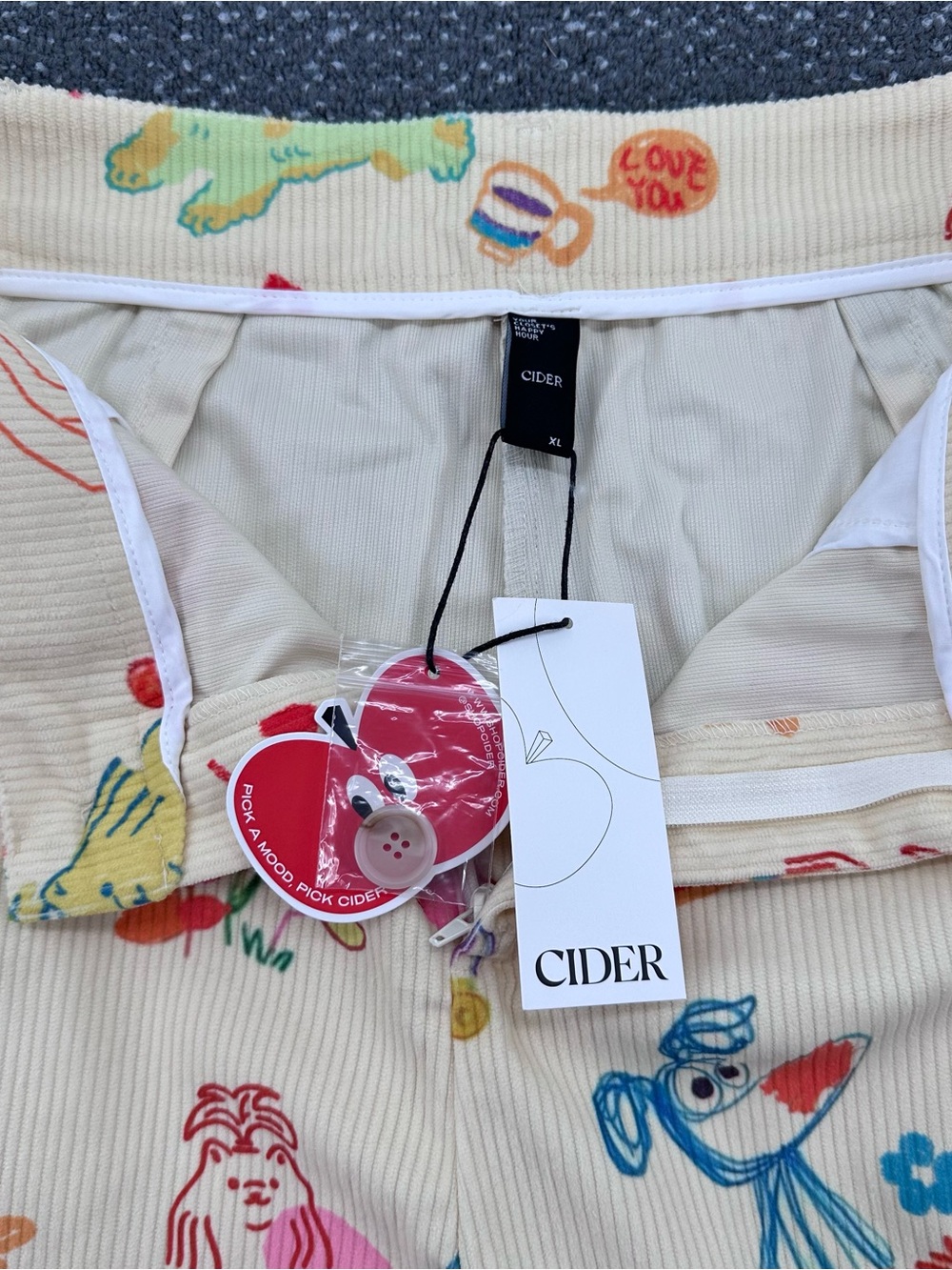NWT Cider Corduroy Mid Rise Animal & Fruit Graphic Wide Leg Trousers - Women’s - Picture 4 of 11